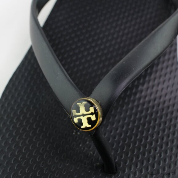 Tory Burch Womens Black Rubber Platform Wedge Thong Flip Flop Sandals - Picture 3 of 6